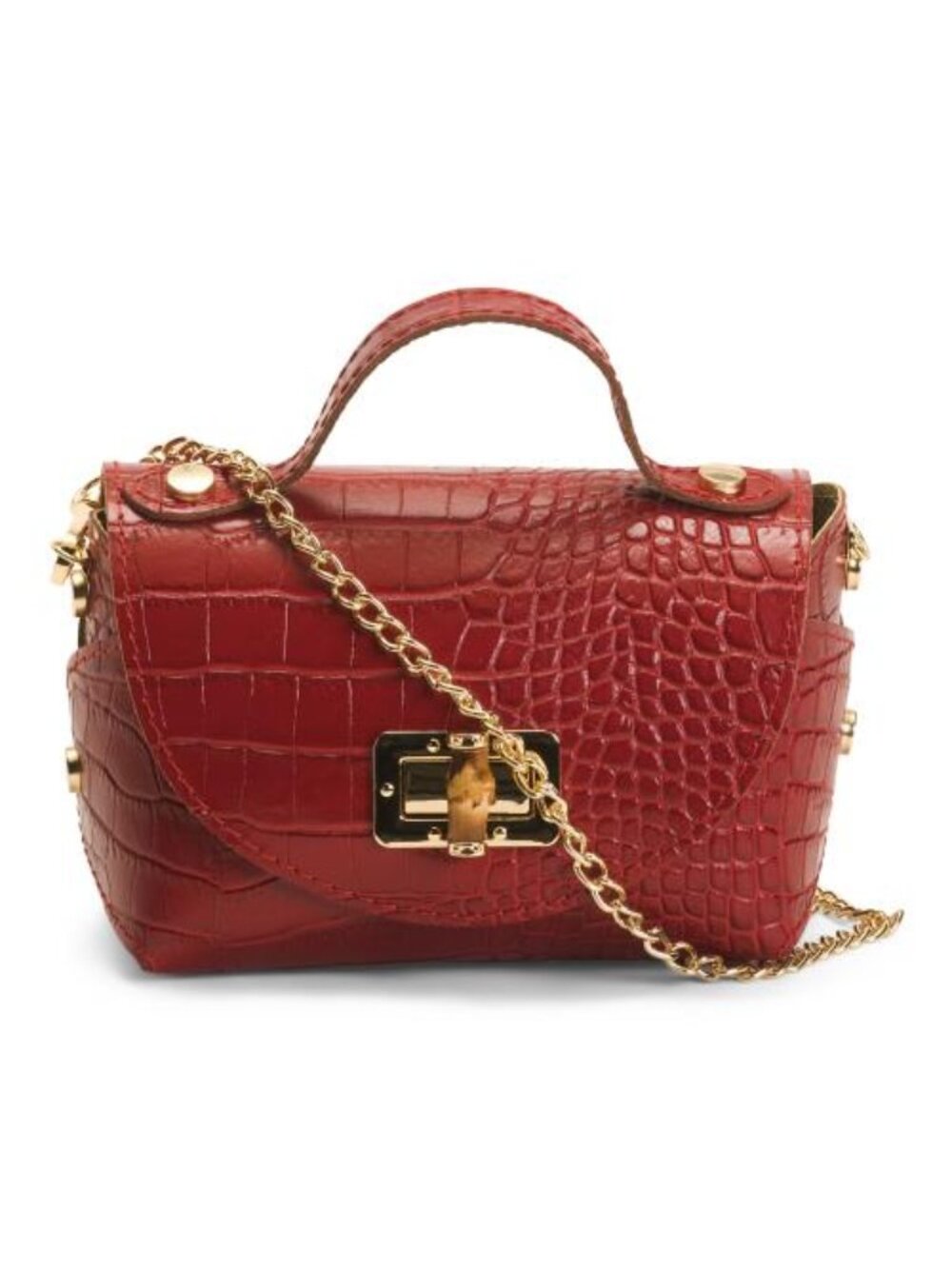 PERSAMAN NEW YORK Made In Italy Leather Top Handle Crocodile Satchel